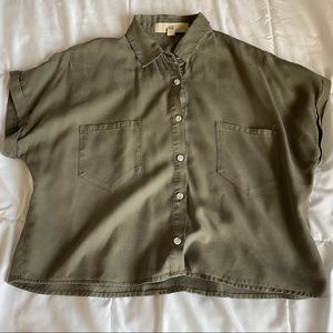 Olive Green Button Up Top